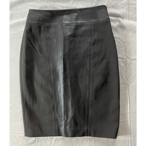 Tahari Ponte Knit Faux Leather Trimmed Pencil Skirt. Black, Women's 2. EUC!!